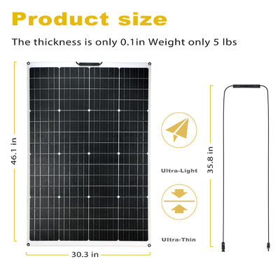 175 Watt wasserdichtes flexibles monokristallines Solarpanel für gebogene, flexible Oberflächen